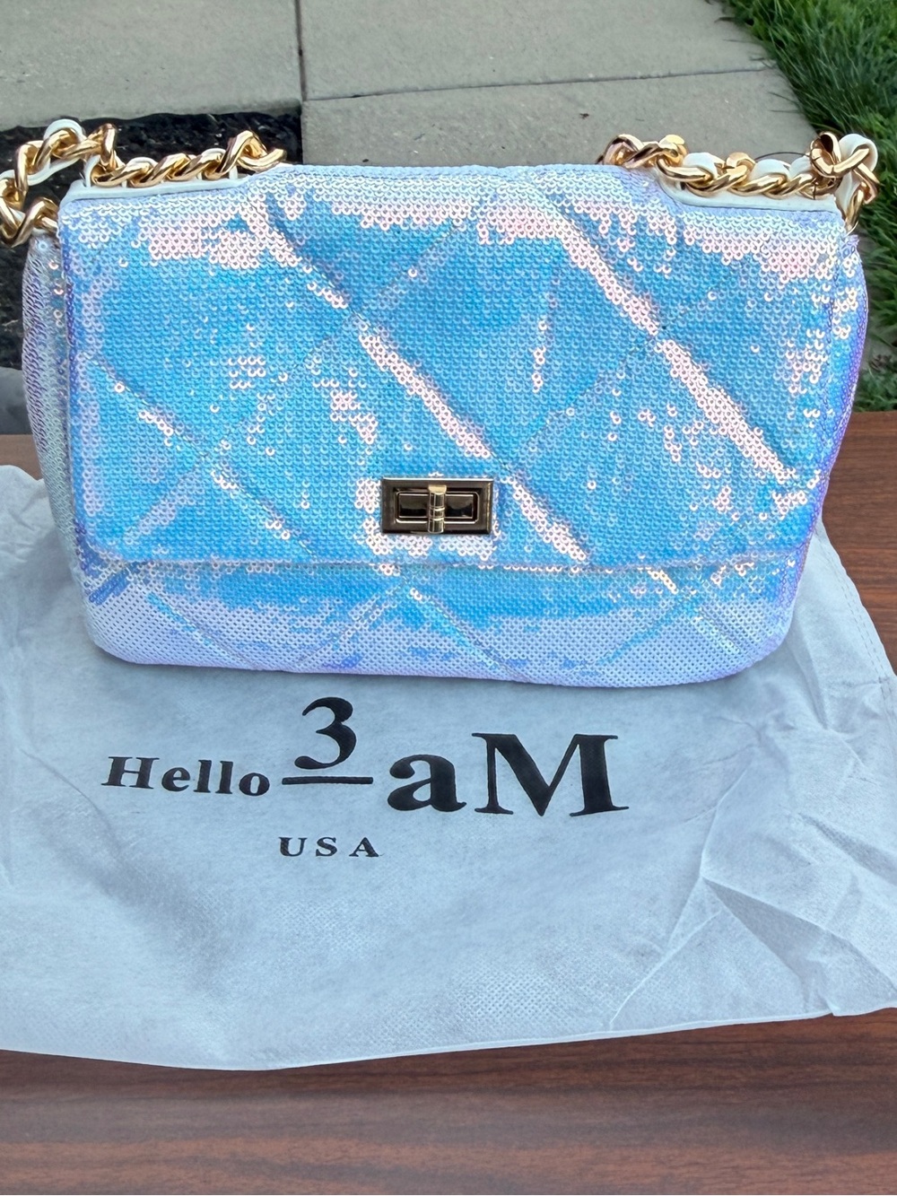 NWT Rare Hello 3AM Iridescent Sequin Crossbody Purse – Holographic